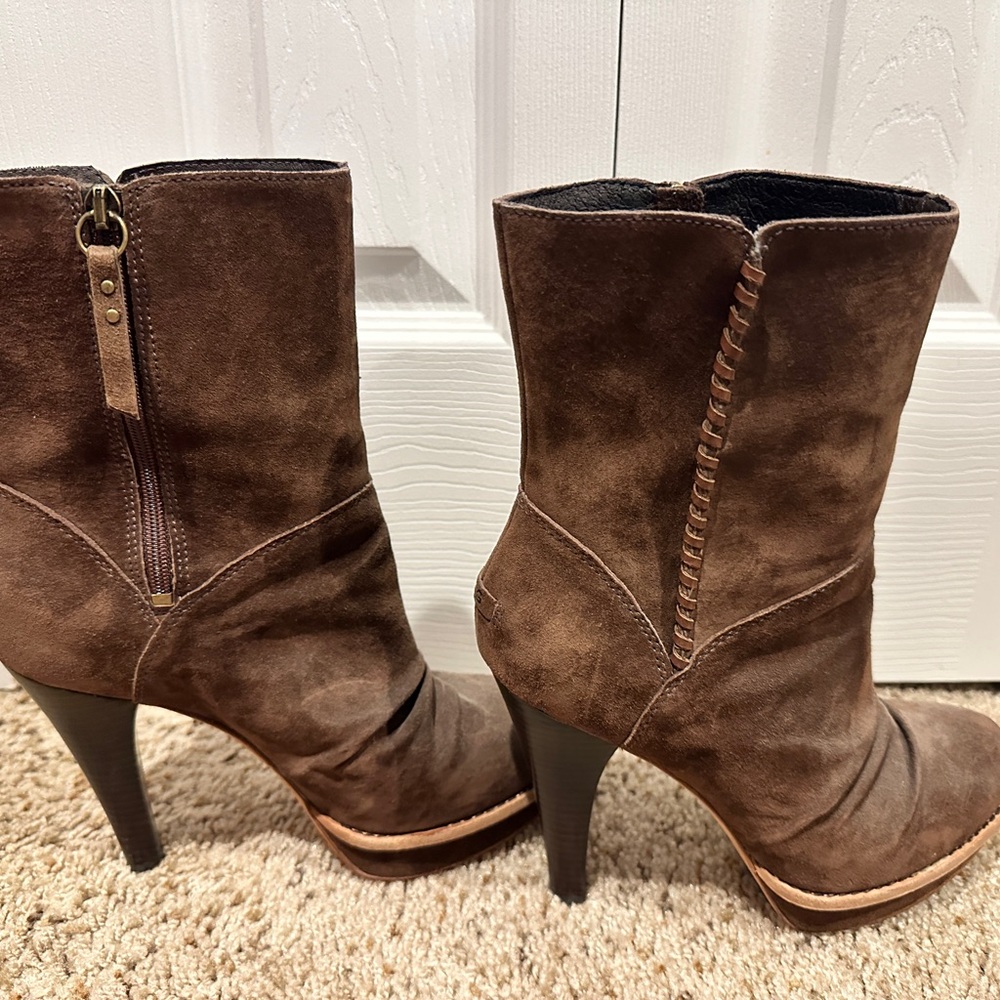 UGG Chocolate Brown Suede Heeled Boots